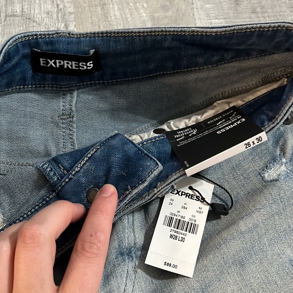 NWT Skinny Bootcut Vintage Wash Hyper Stretch Jeans Distressed Ripped 26x30 - Picture 4 of 7